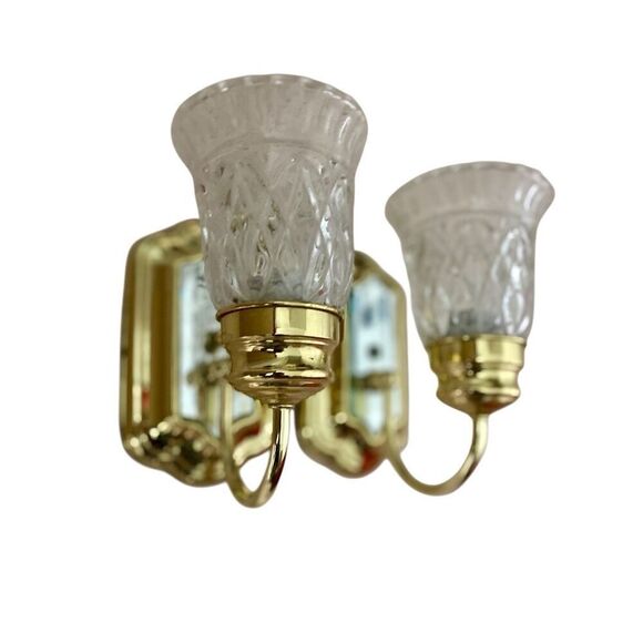 Vintage Brass Finish and Cut Glass Wall Sconses a pair - Picture 1 of 5